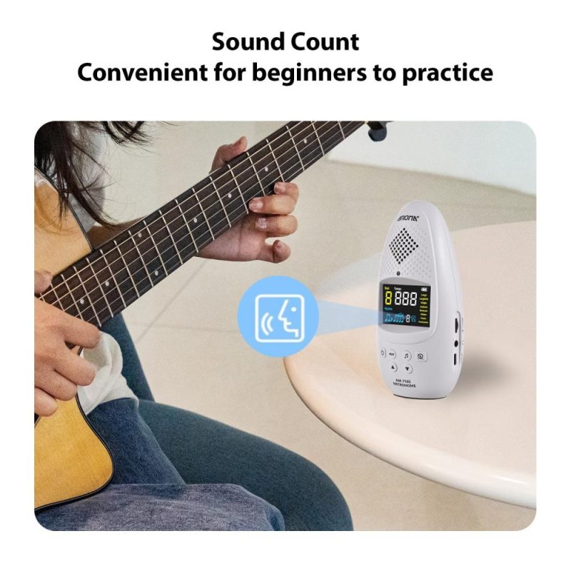 Musical Effects |   AM-716S Electronic Metronome: Compact, Rechargeable, and Multifunctional for All Musicians White Musical Effects Musical Effects