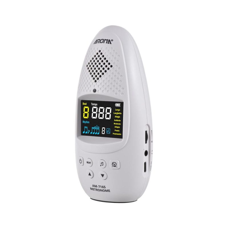 Musical Effects |   AM-716S Electronic Metronome: Compact, Rechargeable, and Multifunctional for All Musicians White Musical Effects Musical Effects