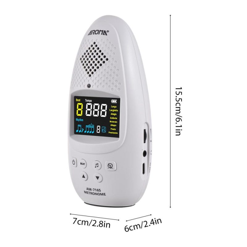 Musical Effects |   AM-716S Electronic Metronome: Compact, Rechargeable, and Multifunctional for All Musicians White Musical Effects Musical Effects