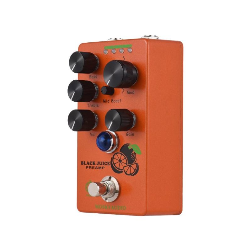 Musical Effects |   BLACK JUICE Guitar Preamp Pedal / Overdrive with Gain, Mid Boost, and EQ Orange Musical Effects Musical Effects