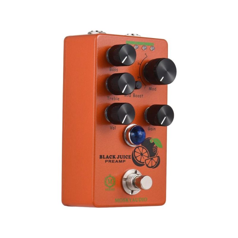 Musical Effects |   BLACK JUICE Guitar Preamp Pedal / Overdrive with Gain, Mid Boost, and EQ Orange Musical Effects Musical Effects