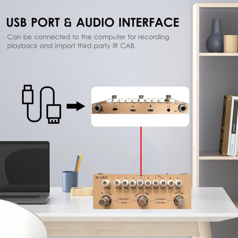 Musical Effects |   CUBE AC Portable Multifunctional Acoustic Guitar Combined Effect Pedal Yellow Musical Effects Musical Effects