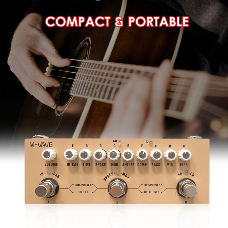 Musical Effects |   CUBE AC Portable Multifunctional Acoustic Guitar Combined Effect Pedal Yellow Musical Effects Musical Effects