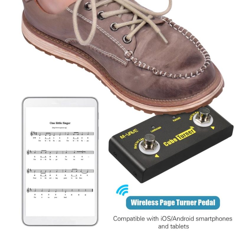 Musical Effects |   Cube Turner Wireless Page Turner Pedal Rechargeable Music Sheet Turner Black Musical Effects Black