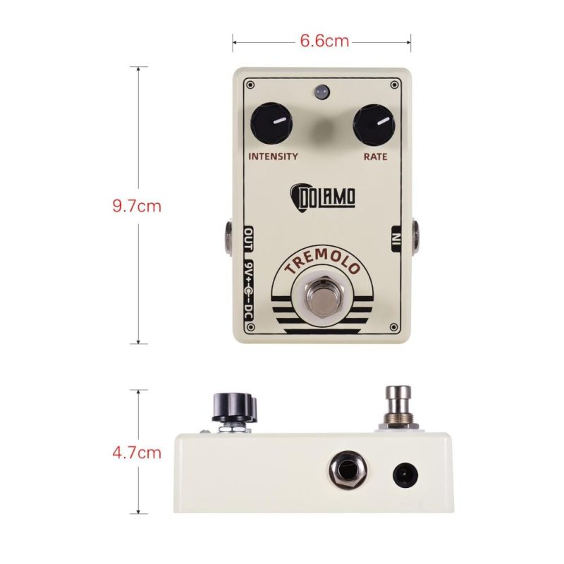 Musical Effects |   D-13 Vintage Style Tremolo Guitar Effect Pedal with Intensity and Rate Controls True Bypass Design for Electric Guitar Beige Musical Effects Beige