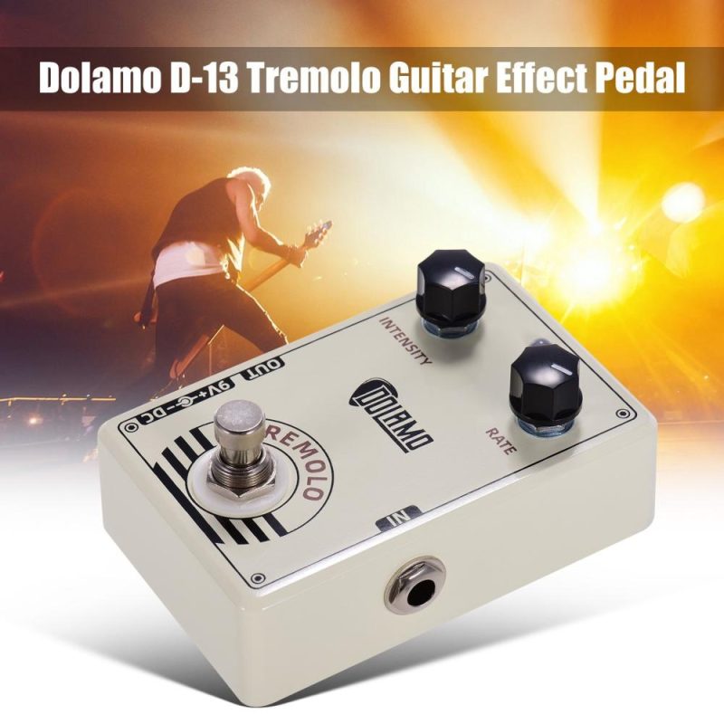 Musical Effects |   D-13 Vintage Style Tremolo Guitar Effect Pedal with Intensity and Rate Controls True Bypass Design for Electric Guitar Beige Musical Effects Beige