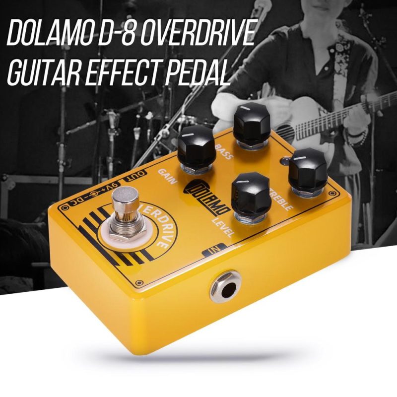 Musical Effects |   D-8 Overdrive Guitar Effect Pedal with Bass Treble Gain Level Controls and True Bypass Design for Electric Guitar Yellow Musical Effects Musical Effects