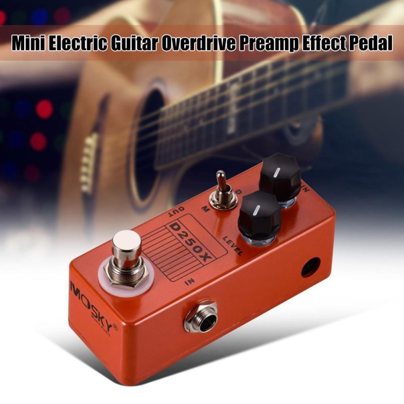 Musical Effects |   D250X Mini Electric Guitar Overdrive Preamp Effect Pedal 2 Models Full Metal Shell True Bypass Orange Musical Effects Musical Effects