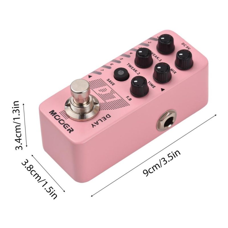 Musical Effects |   D7 Delay Guitar Delay Pedal Electric Guitar Effects Pedal 6 Delay Effects True Bypass Metal Shell Pink Musical Effects Musical Effects