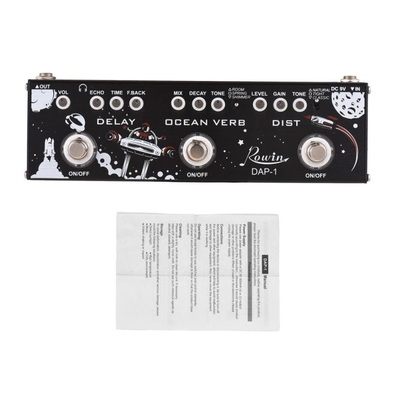 Musical Effects |   DAP-1 Comprehensive 3-in-1 Guitar Multi-Effects Pedal with Advanced Delay, Ocean Verb, and Distortion Black Musical Effects Black