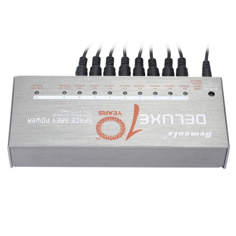 Musical Effects |   Demonfx Guitar Power Supply 10 Isolated Output for 9V/12V/18V Effect Pedal Silver Musical Effects Musical Effects