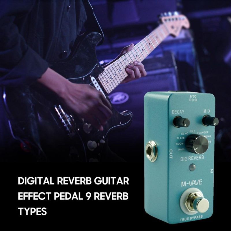 Musical Effects |   DIG REVERB Digital Reverb Guitar Effect Pedal 9 Reverb Types Decay & Mix Control True Bypass Full Metal Shell Musical Effects Musical Effects