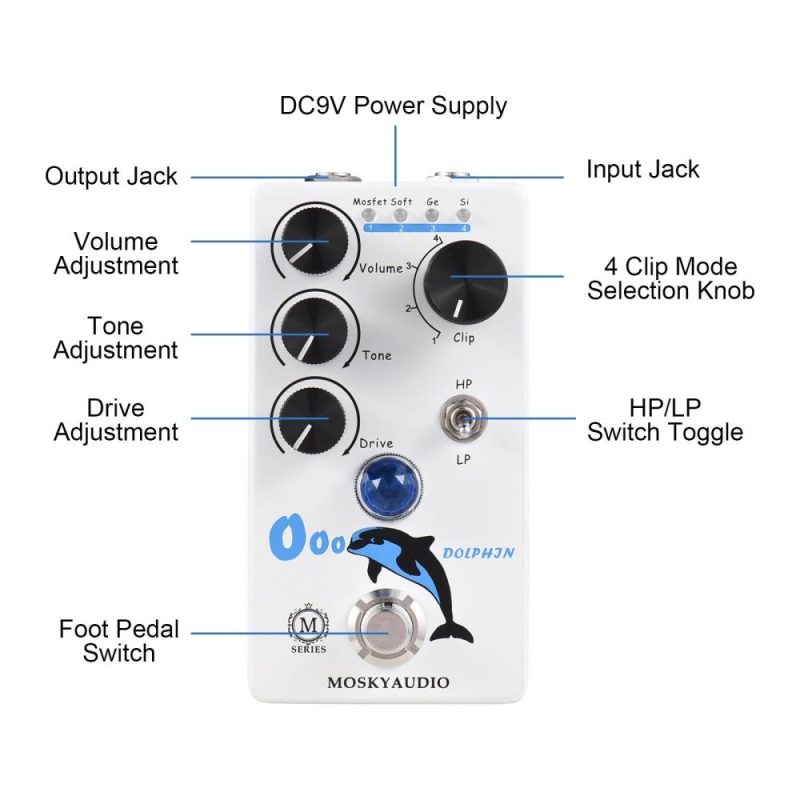 Musical Effects |   Distortion/Overdrive Guitar Effect Pedal for Electric Guitar – DOLPHIN White Musical Effects Musical Effects