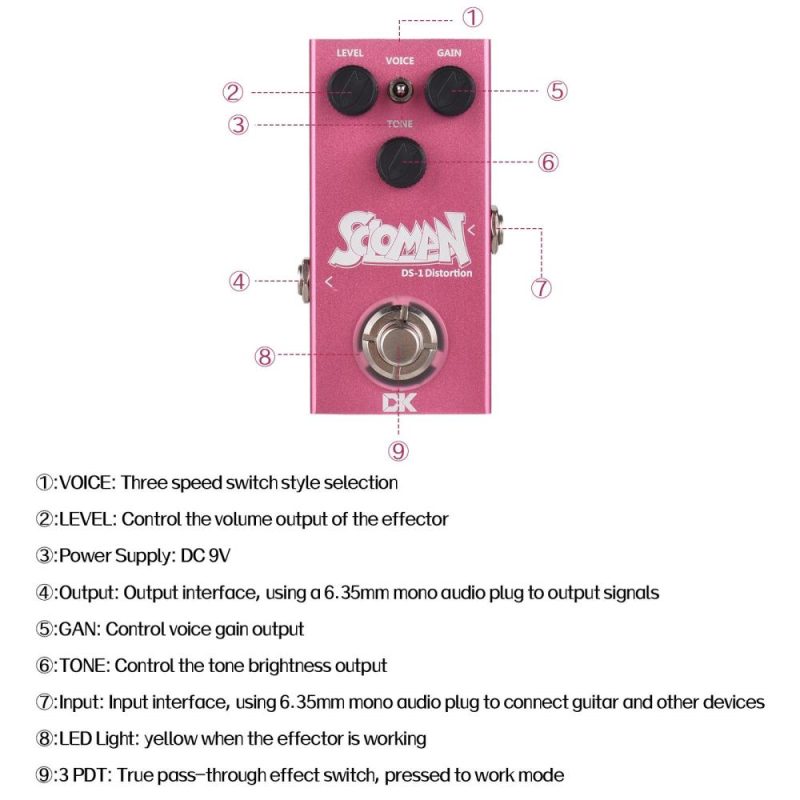 Musical Effects |   DK Soloman Distortion Pedal Electric Guitar Effects Pedal Rose Red Musical Effects Musical Effects