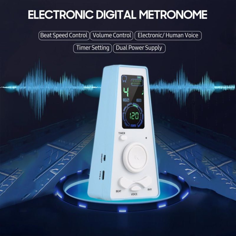 Musical Effects |   Electronic Digital Metronome with Timer Universal Electronic Metronome Blue Musical Effects Blue