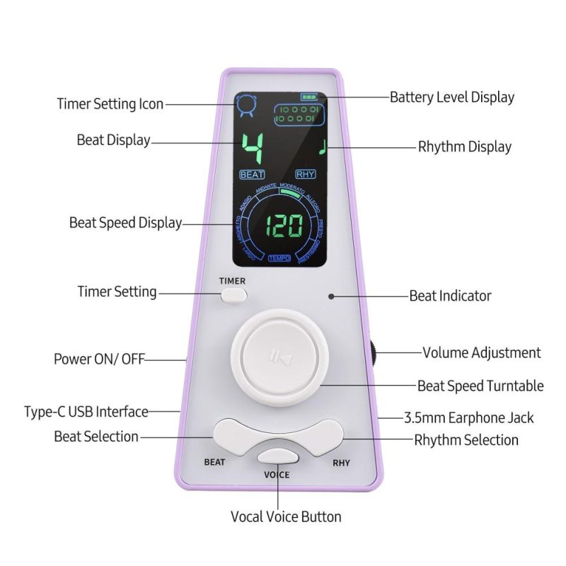 Musical Effects |   Electronic Digital Metronome with Timer Universal Electronic Metronome Blue Musical Effects Blue