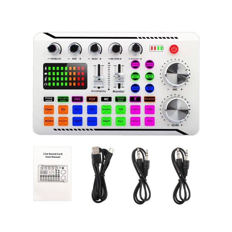 Musical Effects |   F998 Live Sound Card: Unleash Superior Audio Quality for Streaming and Recording White Musical Effects Musical Effects