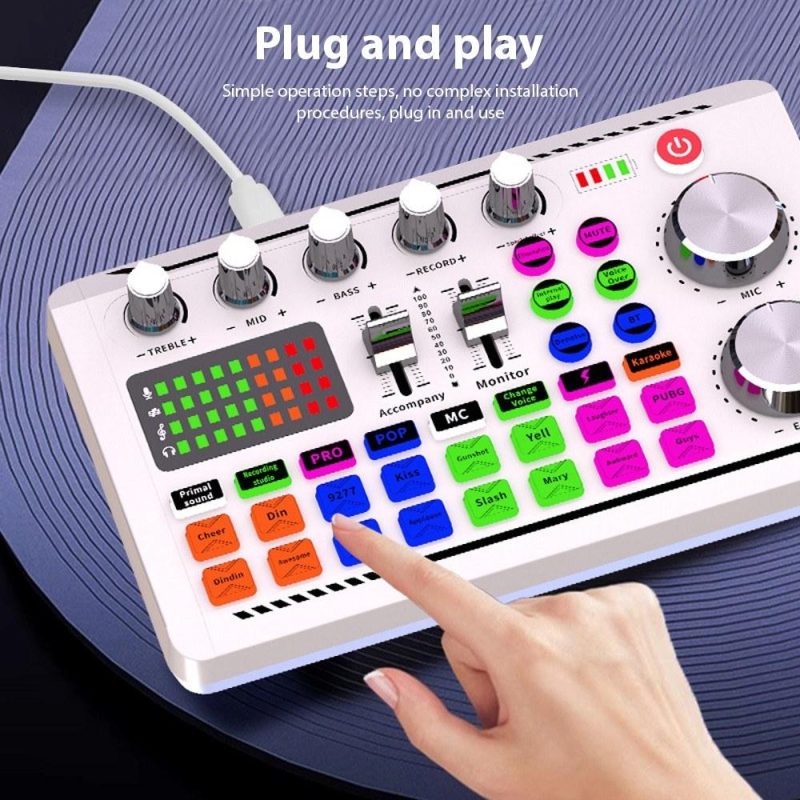 Musical Effects |   F998 Live Sound Card: Unleash Superior Audio Quality for Streaming and Recording White Musical Effects Musical Effects