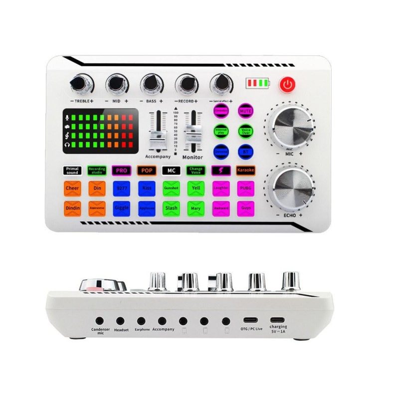 Musical Effects |   F998 Live Sound Card: Unleash Superior Audio Quality for Streaming and Recording White Musical Effects Musical Effects