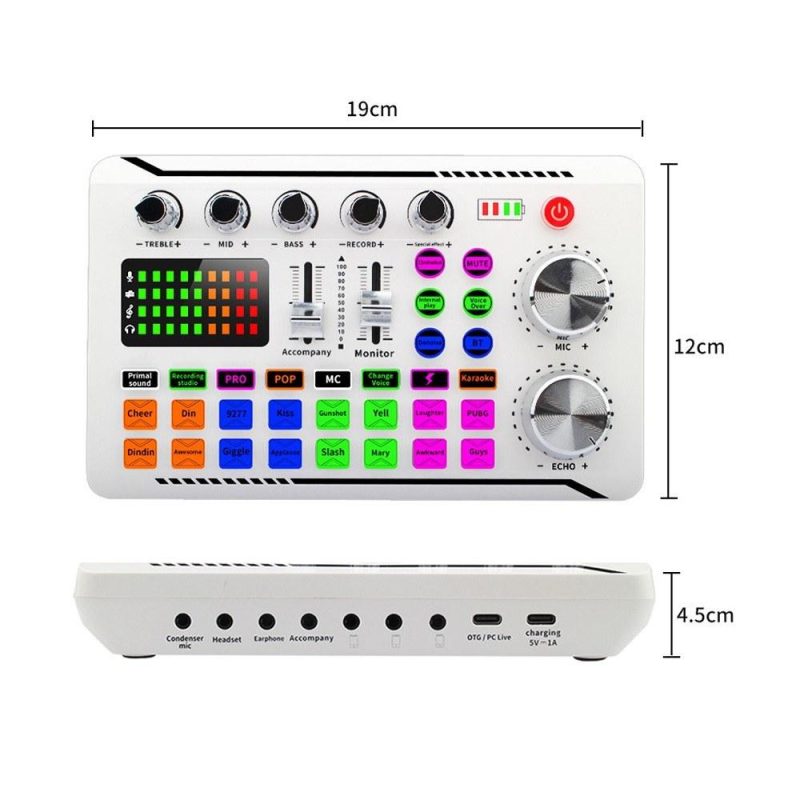 Musical Effects |   F998 Live Sound Card: Unleash Superior Audio Quality for Streaming and Recording White Musical Effects Musical Effects