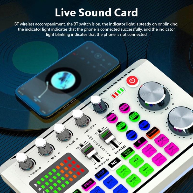 Musical Effects |   F998 Live Sound Card: Unleash Superior Audio Quality for Streaming and Recording White Musical Effects Musical Effects