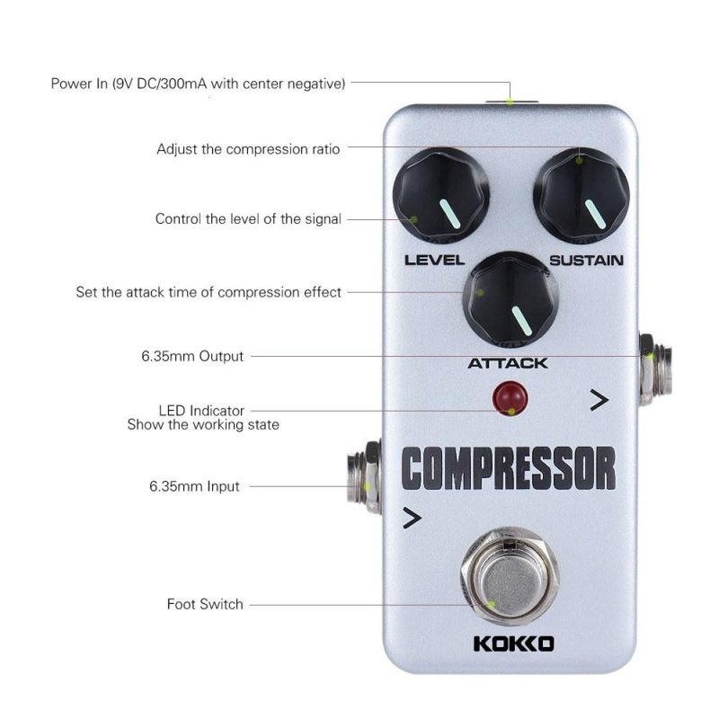 Musical Effects |   FCP2 Mini Compressor Pedal Portable Guitar Effect Pedal Grey Musical Effects Grey