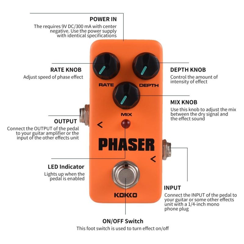 Musical Effects |   FPH2 PHASER Electric Guitar Effect Pedal Portable Guitar Effector Phase Mini Single Electric Guitar Effect Pedal – PHASER Orange Musical Effects Musical Effects