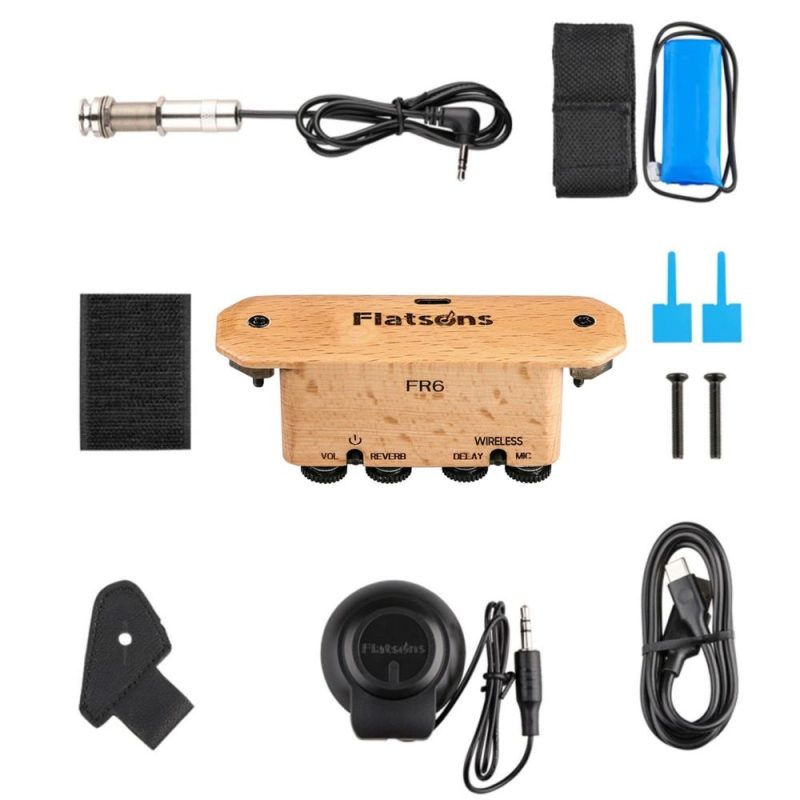 Musical Effects |   FR6 BT Resonance Pickup Guitar Soundhole Clip-on Rechargeable Pickup with Reverberation/ Delay Effect, Acoustic Coverage Enhancer, Integrated Drum Machine Rhythm for Singing Wood Musical Effects Musical Effects