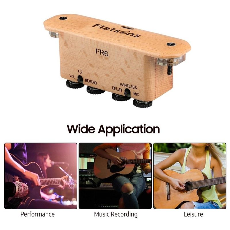 Musical Effects |   FR6 BT Resonance Pickup Guitar Soundhole Clip-on Rechargeable Pickup with Reverberation/ Delay Effect, Acoustic Coverage Enhancer, Integrated Drum Machine Rhythm for Singing Wood Musical Effects Musical Effects