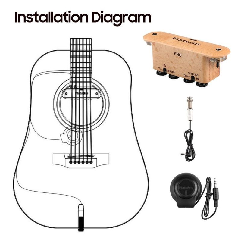 Musical Effects |   FR6 BT Resonance Pickup Guitar Soundhole Clip-on Rechargeable Pickup with Reverberation/ Delay Effect, Acoustic Coverage Enhancer, Integrated Drum Machine Rhythm for Singing Wood Musical Effects Musical Effects