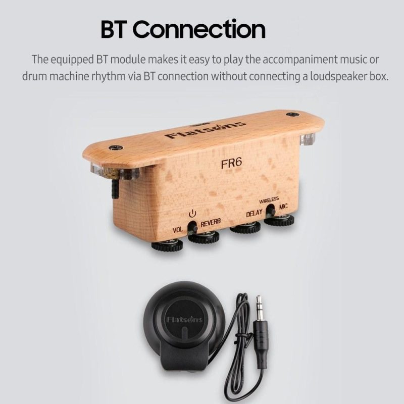 Musical Effects |   FR6 BT Resonance Pickup Guitar Soundhole Clip-on Rechargeable Pickup with Reverberation/ Delay Effect, Acoustic Coverage Enhancer, Integrated Drum Machine Rhythm for Singing Wood Musical Effects Musical Effects