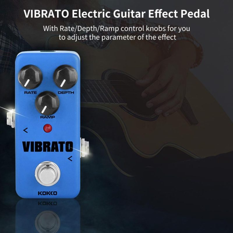 Musical Effects |   FVB2 VIBRATO Electric Guitar Effect Pedal Portable Guitar Effector Vibrato Mini Single Electric Guitar Effect Pedal – VIBRATO Black Musical Effects Black