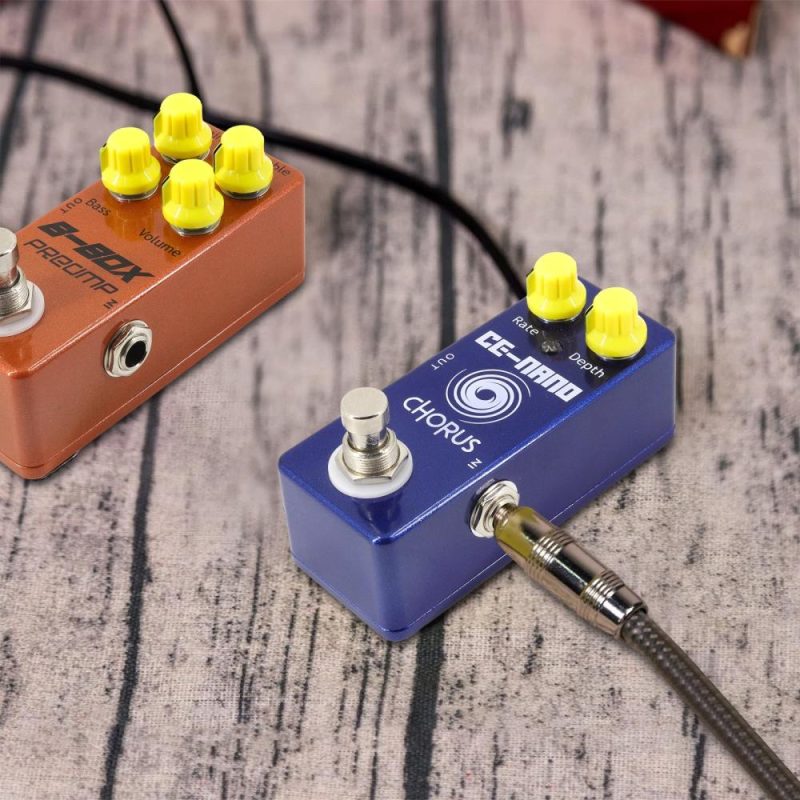 Musical Effects |   Guitar Chorus Pedal Electric Guitar Effects Pedal 2 Knobs Mini Guitar Chorus Effector Blue Musical Effects Blue