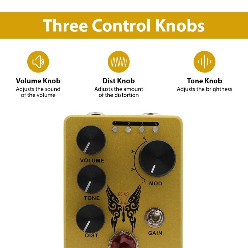 Musical Effects |   Guitar Distortion Pedal Electric Guitar Effects Pedal Mini Guitar Distortion Effector Yellow Musical Effects Musical Effects