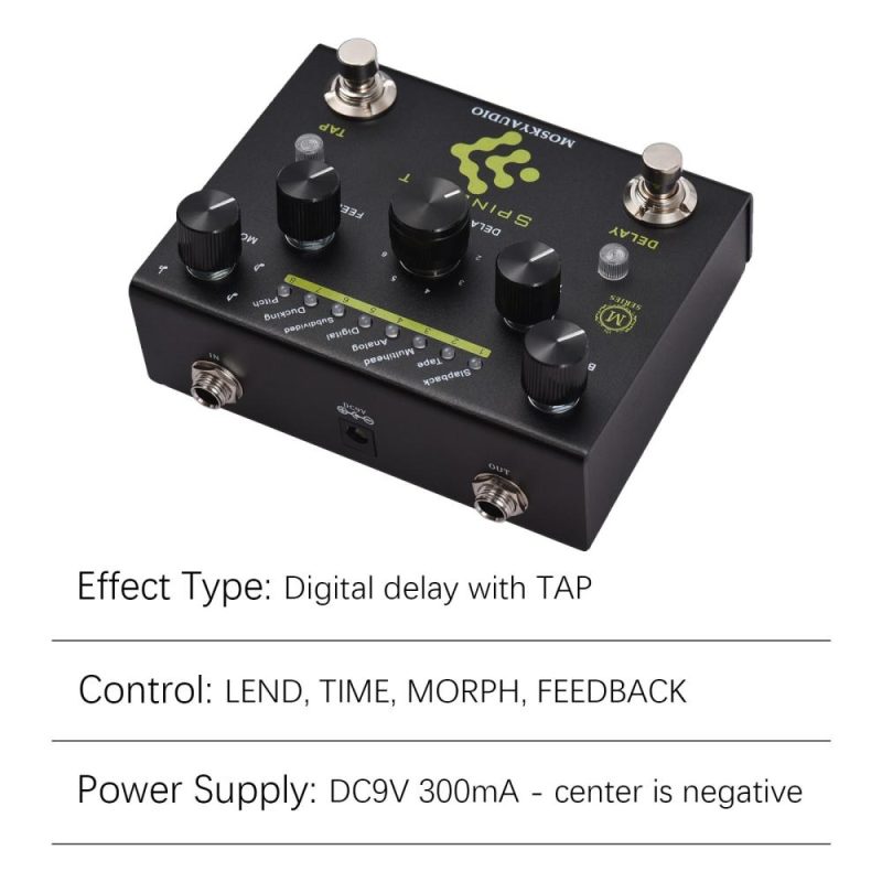 Musical Effects |   Guitar Effect Pedal Digital Delay with TAP Dual Footswitch Delay Pedal Guitar Pedal – SPINDRIFT Black Musical Effects Black