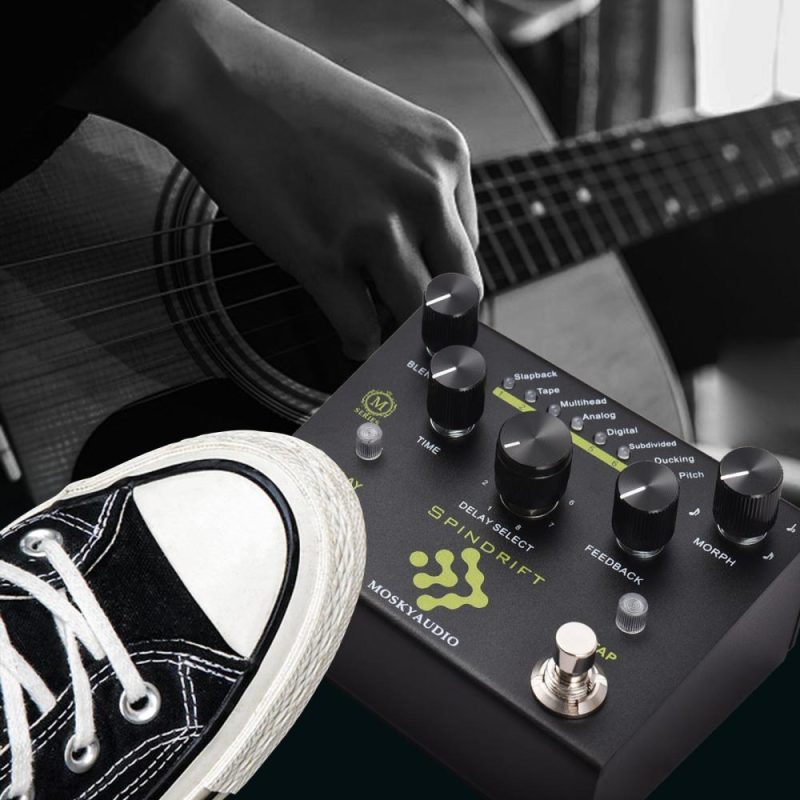 Musical Effects |   Guitar Effect Pedal Digital Delay with TAP Dual Footswitch Delay Pedal Guitar Pedal – SPINDRIFT Black Musical Effects Black