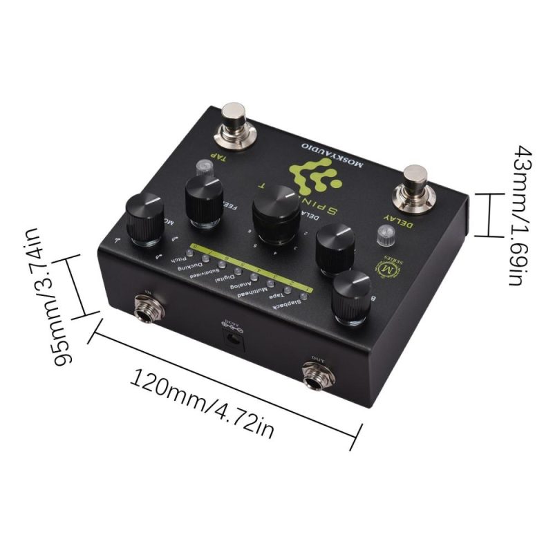 Musical Effects |   Guitar Effect Pedal Digital Delay with TAP Dual Footswitch Delay Pedal Guitar Pedal – SPINDRIFT Black Musical Effects Black