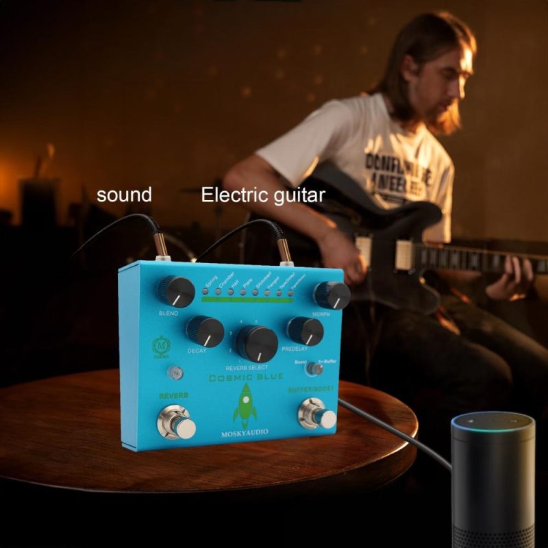 Musical Effects |   Guitar Effect Pedal Digital Reverb with Buffer/Booster Reverberation Guitar Pedal – COSMIC BLUE Blue Musical Effects Blue