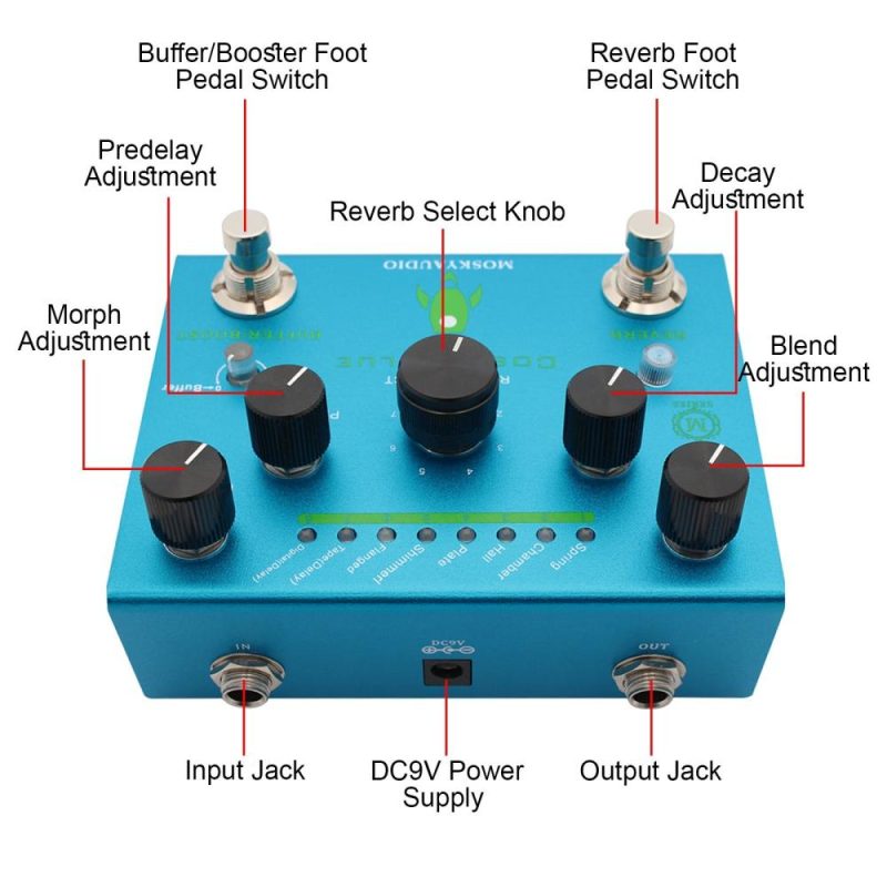 Musical Effects |   Guitar Effect Pedal Digital Reverb with Buffer/Booster Reverberation Guitar Pedal – COSMIC BLUE Blue Musical Effects Blue