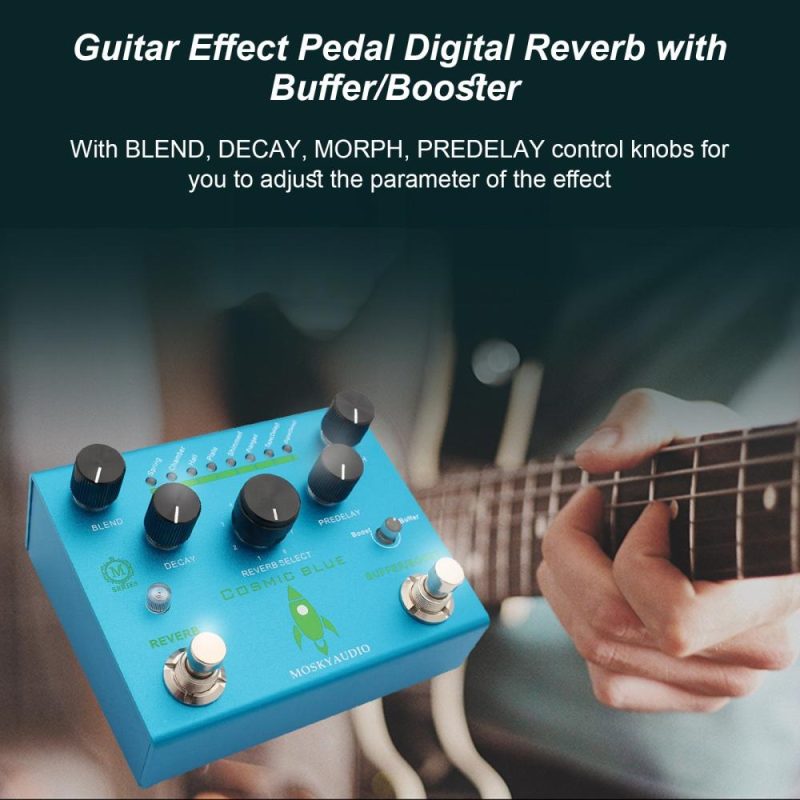 Musical Effects |   Guitar Effect Pedal Digital Reverb with Buffer/Booster Reverberation Guitar Pedal – COSMIC BLUE Blue Musical Effects Blue