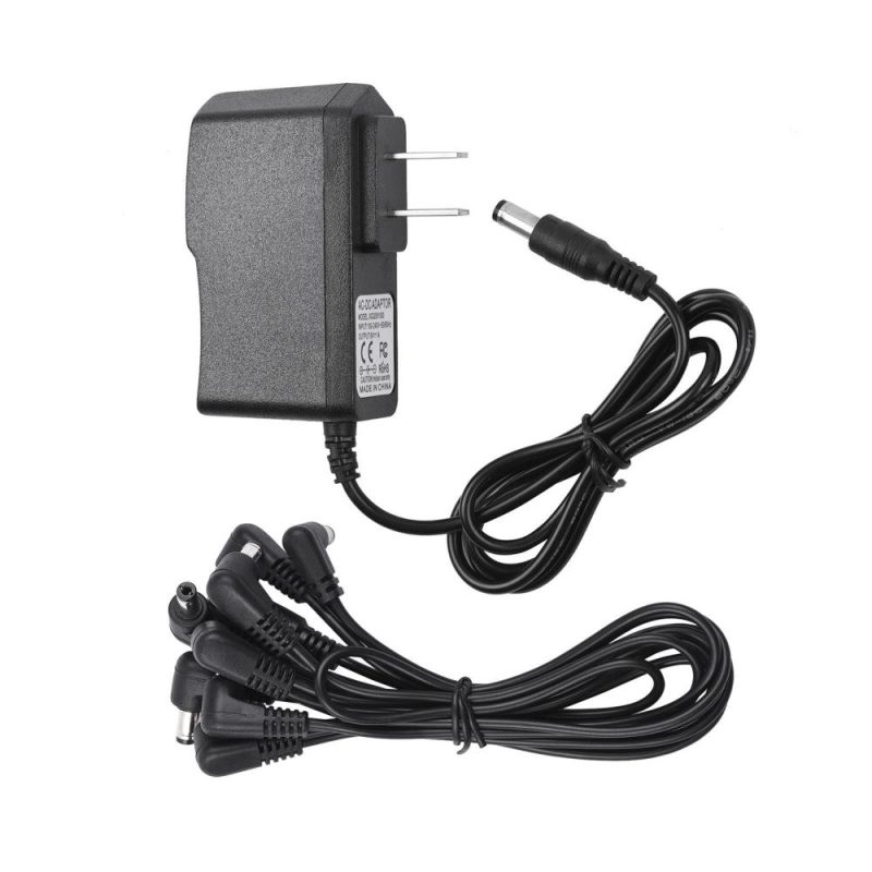 Musical Effects |   Guitar Effect Pedal Power Supply Adapter with 8 Ways Daisy Chain Cable Power Line Right Angle Black Musical Effects Black