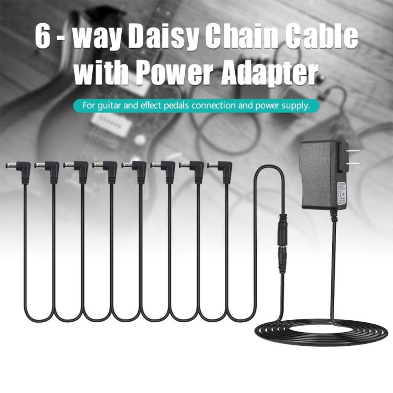 Musical Effects |   Guitar Effect Pedal Power Supply Adapter with 8 Ways Daisy Chain Cable Power Line Right Angle Black Musical Effects Black