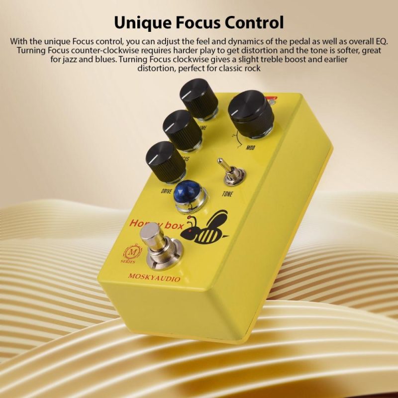 Musical Effects |   Honey Box Drive / Guitar Overdrive Pedal with Focus Control Yellow Musical Effects Musical Effects