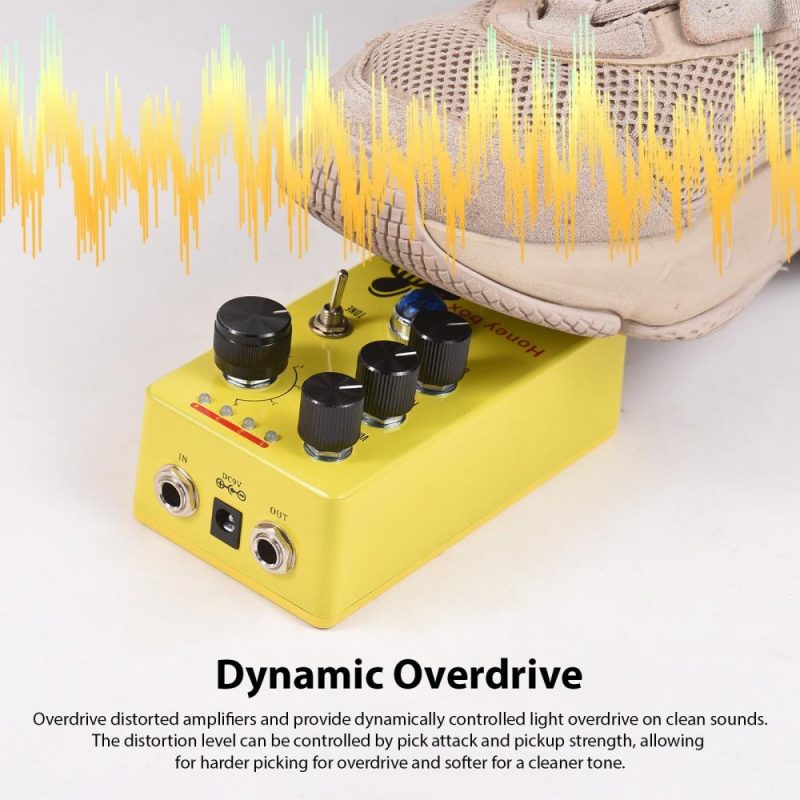 Musical Effects |   Honey Box Drive / Guitar Overdrive Pedal with Focus Control Yellow Musical Effects Musical Effects