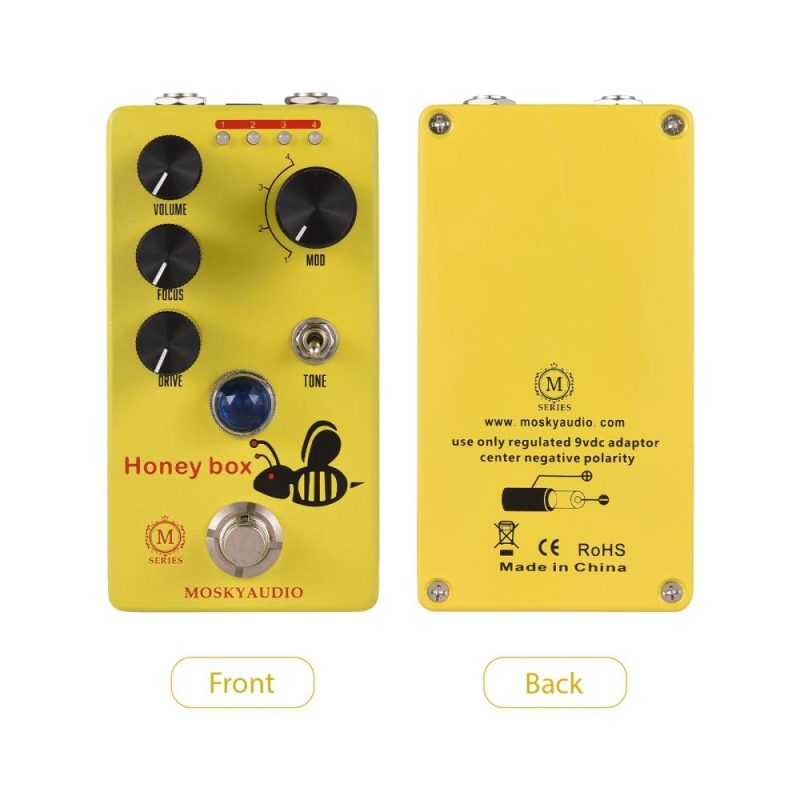 Musical Effects |   Honey Box Drive / Guitar Overdrive Pedal with Focus Control Yellow Musical Effects Musical Effects