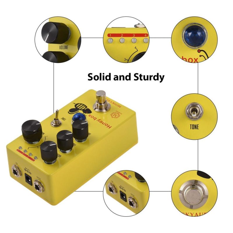 Musical Effects |   Honey Box Drive / Guitar Overdrive Pedal with Focus Control Yellow Musical Effects Musical Effects