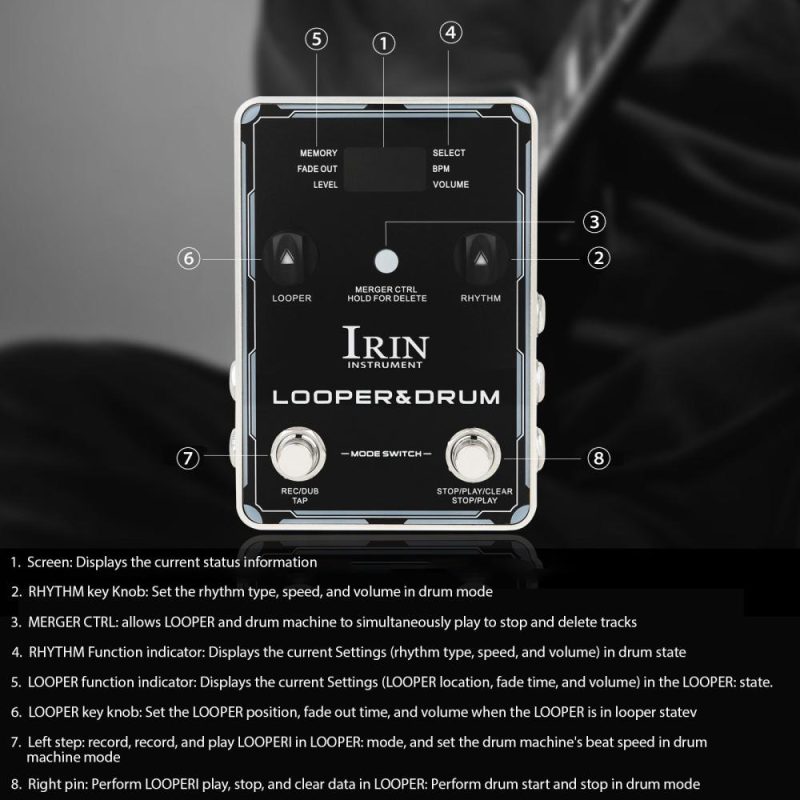 Musical Effects |   IRIN Looper Pedal Drum Machine Guitar Effect Pedals Black Musical Effects Black