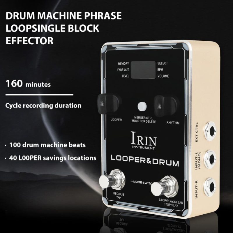 Musical Effects |   IRIN Looper Pedal Drum Machine Guitar Effect Pedals Black Musical Effects Black