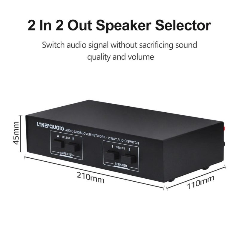 Musical Effects |   LYNEPAUAIO 2 In 2 Out Speaker Selector Switch Audio Signal Switcher Black Musical Effects Black