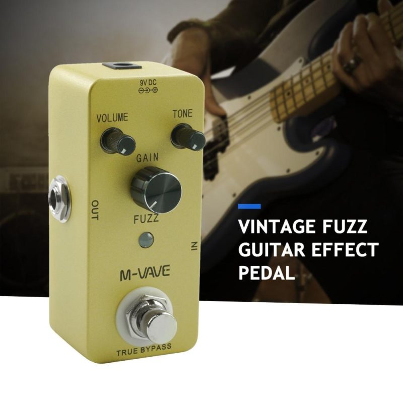 Musical Effects |   M-VAVE FUZZ Vintage Fuzz Guitar Effect Pedal Zinc Alloy Shell True Bypass Yellow Musical Effects Musical Effects